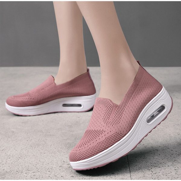 Vanessas Breathable Vulcanized Women's Flat Platform Slip-On Casual Walking Shoes for Summer