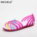 Vanessas Women's Jelly Sandals Rainbow Summer for Women Flat Shoes Lady Slip