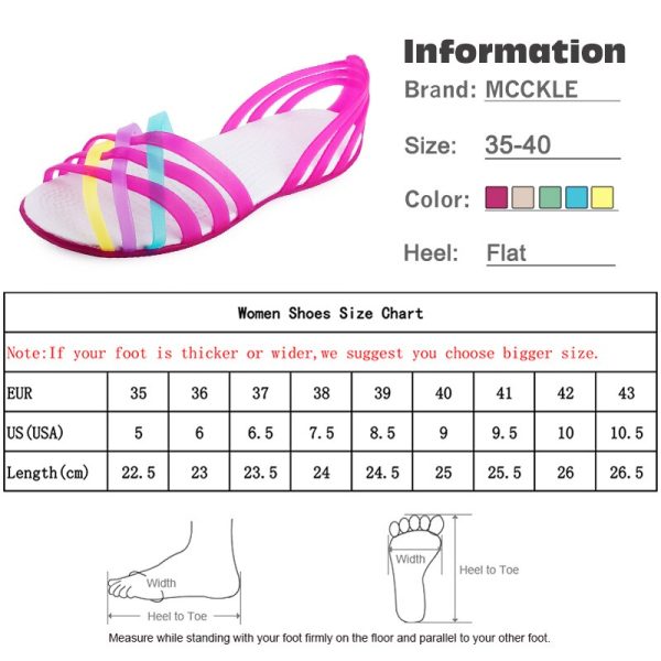 Vanessas Women's Jelly Sandals Rainbow Summer for Women Flat Shoes Lady Slip