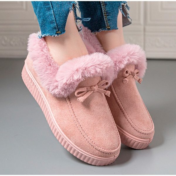 Vanessas Women's Loafers Flat Shoes for Winter Plush Ladies Causal Non Slip Warm Moccasins