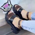 Vanessas Women's Sandals Platform Female Sandal Summer Causal Pu Leather Buckle Strap Thick Bottom Sandals