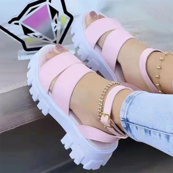 Vanessas Women's Sandals Platform Female Sandal Summer Causal Pu Leather Buckle Strap Thick Bottom Sandals