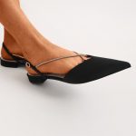 Vanessas Women's Pointed Toe Slip-On Rhinestone Low Heel Summer Sandals