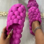 Vanessas Women's Summer EVA Soft Bubble shaped Flat Outdoor Foot Massaging Slippers