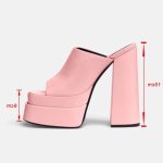 Vanessas Women Slippers Summer High Heels Square Toe Platform Sandals