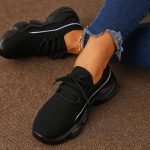 Vanessas Women's Sneakers Lace-up Kintted Mesh Breathable Flat Ladies Sports Sneakers