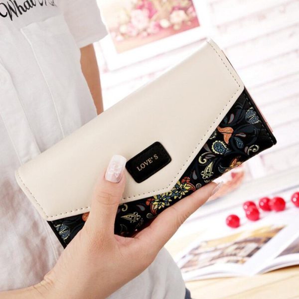 New Fashion Flowers Envelope Women Wallet Hot Sale Long Leather Wallets Popular Change Purse Casual Ladies Cash Purse