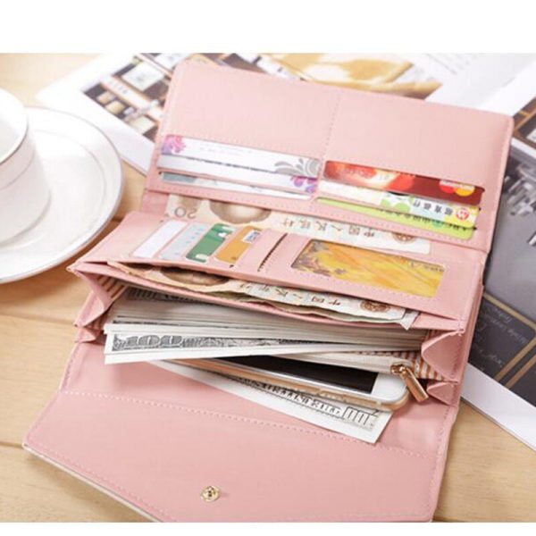 New Fashion Flowers Envelope Women Wallet Hot Sale Long Leather Wallets Popular Change Purse Casual Ladies Cash Purse