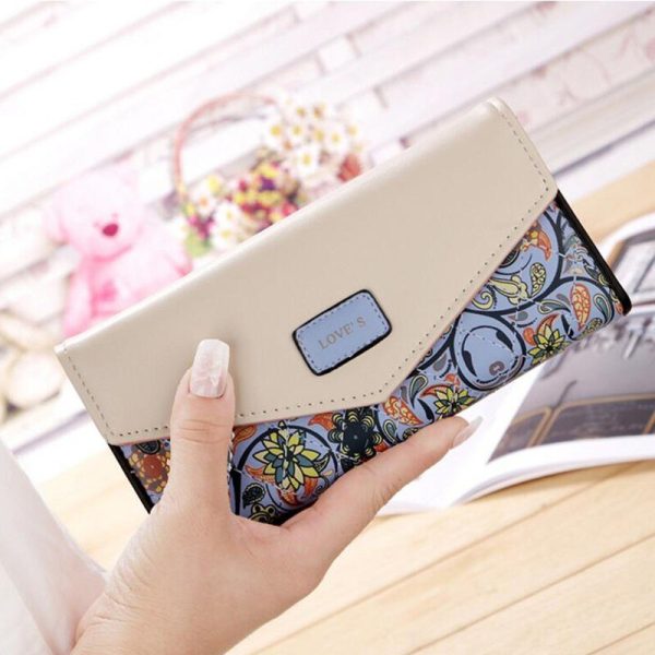 New Fashion Flowers Envelope Women Wallet Hot Sale Long Leather Wallets Popular Change Purse Casual Ladies Cash Purse