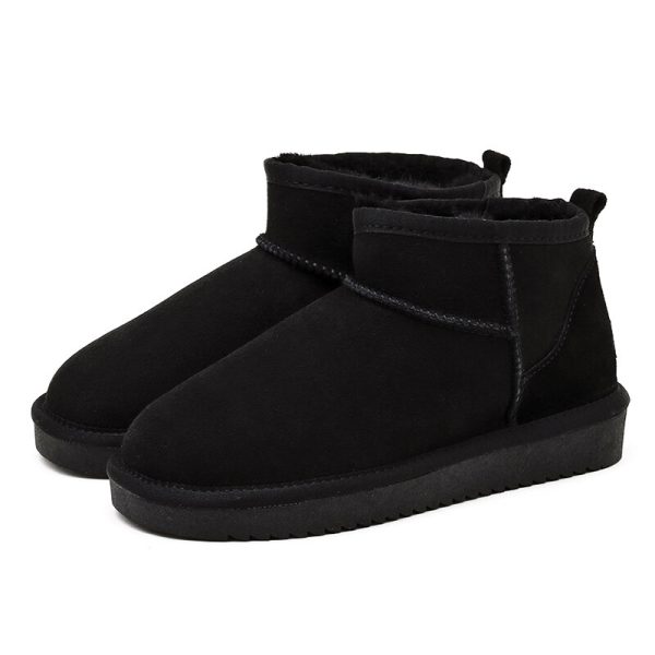 Women's Waterproof Winter Sheepskin Ankle Boots with Fur Lining - Snow Boot Style Flat Warm Shoes