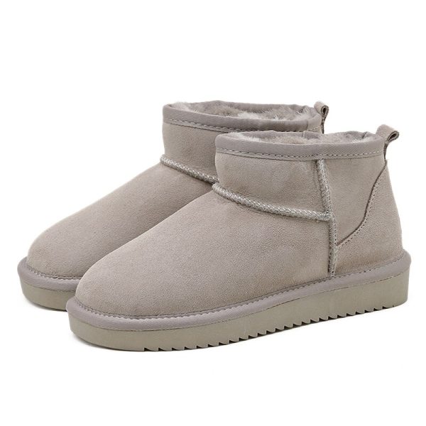 Women's Waterproof Winter Sheepskin Ankle Boots with Fur Lining - Snow Boot Style Flat Warm Shoes