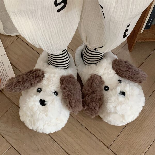 New Women Keep Warm Slipper Woman Cute Dog Cotton Shoes