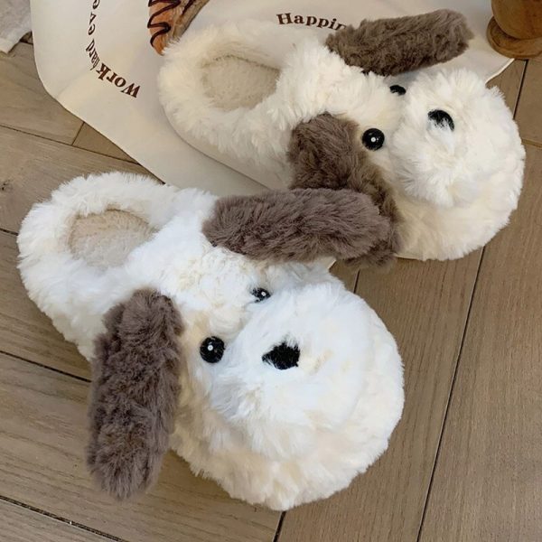 New Women Keep Warm Slipper Woman Cute Dog Cotton Shoes