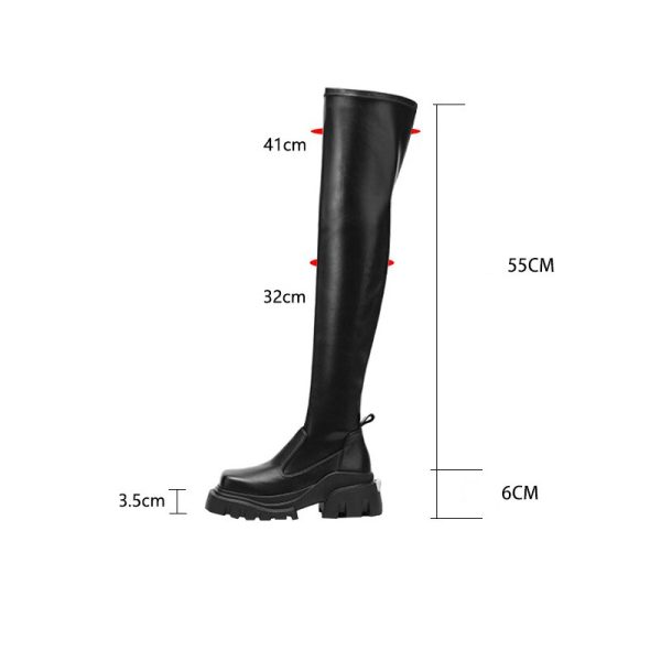 Vanessas Women's Square Toe Over The Knee High Boots Ladies Pu Leather Long Boots