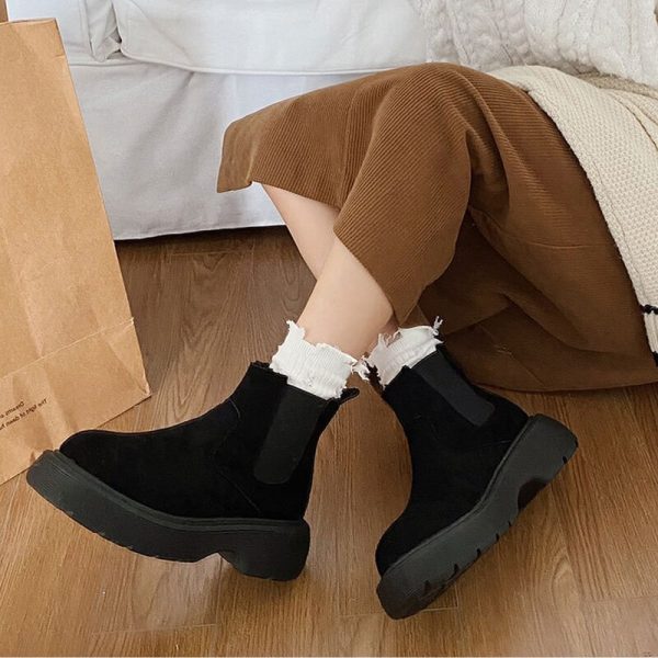 Suede Chelsea Ankle Boots for Women - Non-slip Warm Plush, Fashionable and Comfortable Winter Footwear