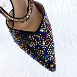 Vanessas Italian Design Girly Style Shoes And Bag, Full Diamond Decoration Metal Closure Bag