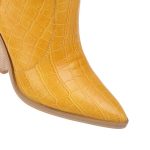 Vanessa's Square High Heel PU Leather Slip on Leisure Women Boots