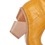 Vanessa's Square High Heel PU Leather Slip on Leisure Women Boots