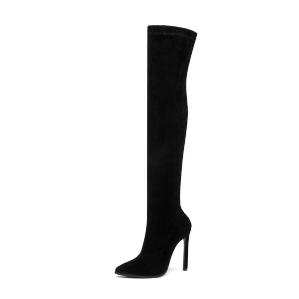 Vanessas Winter Over The Knee Women Boots Stretch Fabrics High Heel