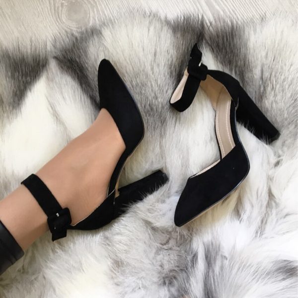 Women Pumps Fashion Women Shoes Party Wedding Super Square High Heel Pointed Toe Red Wine Ladies Pumps Size 34-43