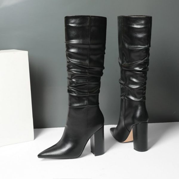 Vanessas Keep Warm Knee High Boots Autumn Winter PU Leather Women Shoes