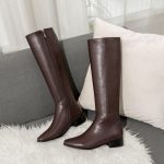 Vanessa's Knee High Women Boots PU Leather Zipper Women Shoes