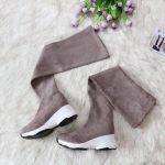 Vanessa's Round Toe Over The Knee Women Boots Autumn Winter Wedge Heel Fashion Casual Women Shoes