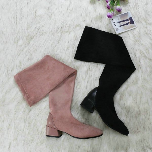 Vanessas Women Over The Knee Boots Autumn Winter Square Toe Women Shoes