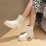 Vanessa's Fashion Ins Genuine Leather Women Ankle Boots Platform Warm Fur High Heel Boots