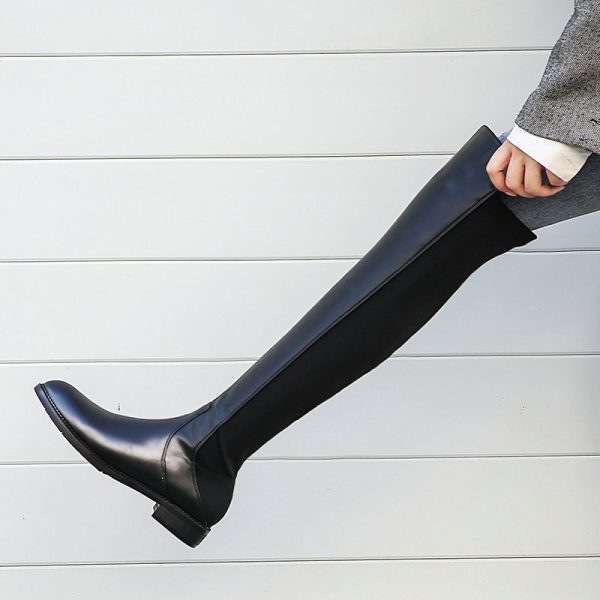 Vanessa's Low Heel Women Shoes Genuine Leather Over The Knee High Boots