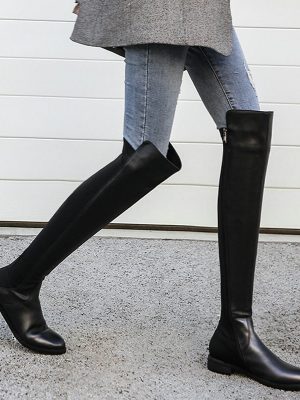 Vanessa's Low Heel Women Shoes Genuine Leather Over The Knee High Boots