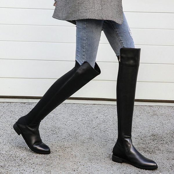 Vanessa's Low Heel Women Shoes Genuine Leather Over The Knee High Boots