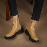 Vanessa's Plush Lace Up Ankle Boots Genuine Leather Winter Boots