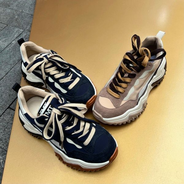 Spring Autumn Round Toe Med Heel Platform Casual Female Shoes Mixed Color Cow Suede Lace Up Women Sneakers