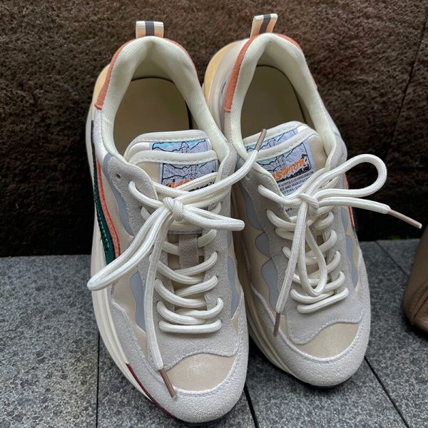 Vanessa's Spring Women Genuine Leather Sneakers Mixed Colors Platform Casual Shoes Woman Running Sport Shoes