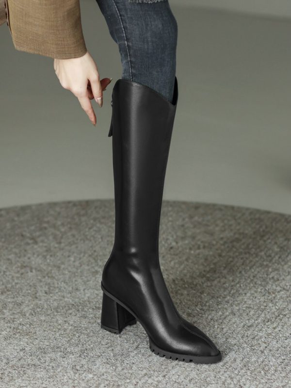 Vanessa's Women Knee High Boots High Quality Genuine Leather Motorcycle Boots