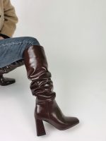 Vanessas 2023 Women Knee High Boots Square Toe Genuine Leather Long Boots