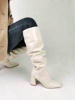 Vanessas 2023 Women Knee High Boots Square Toe Genuine Leather Long Boots