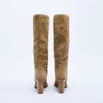 Vanessa's Fashion Women Winter Genuine Leather Knee High Boots Lady Pointed Toe High Heels