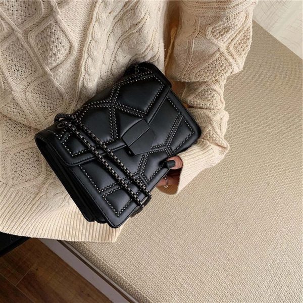 Rivet Chain Brand PU Leather Crossbody Bags For Women