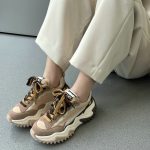 Spring Autumn Round Toe Med Heel Platform Casual Female Shoes Mixed Color Cow Suede Lace Up Women Sneakers