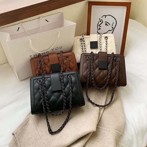 Small Black PU Leather Crossbody Bag For Women Winter Branded Chain Designer Shoulder Handbag