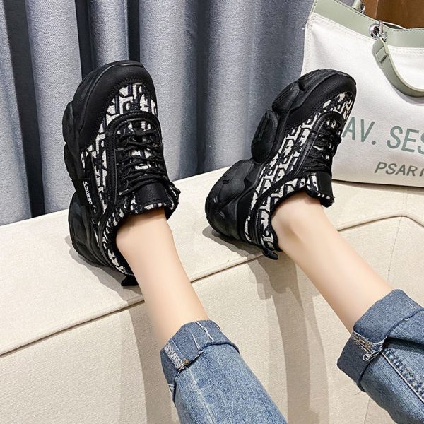 Women's Beige Comfort Platform Sneakers - New Autumn Shoes - Black Flats Shoes