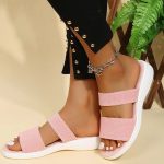 Women's Summer Slides Sandals with Mesh Uppers and Soft Wedge Heels - Slip-On and Comfortable for the Beach and Everyday Wear