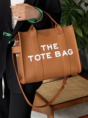 The Traveler Women's Tote Bag - Crossbody Solid Letter Print Large Leisure Handbag