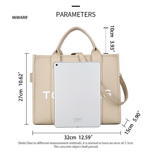 The Traveler Women's Tote Bag - Crossbody Solid Letter Print Large Leisure Handbag