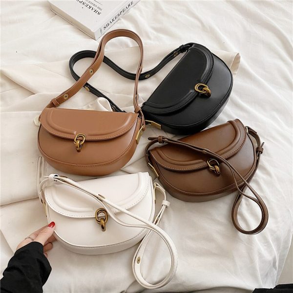 Women's Luxury PU Leather Crossbody Shoulder Bag - 2023 Trendy Small Vanessa Saddle Designer Handbags and Purses