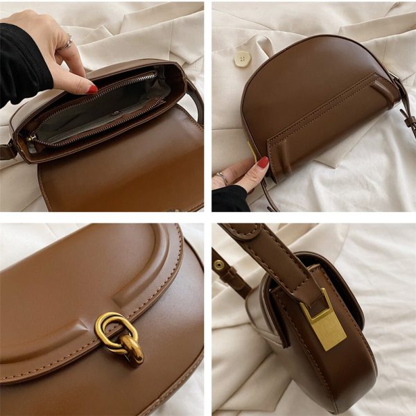 Women's Luxury PU Leather Crossbody Shoulder Bag - 2023 Trendy Small Vanessa Saddle Designer Handbags and Purses