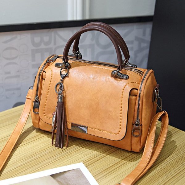 Vanessas Vintage Ladies Leather Handbags Women Tassel Shoulder Bag Female Zipper Woman Bag