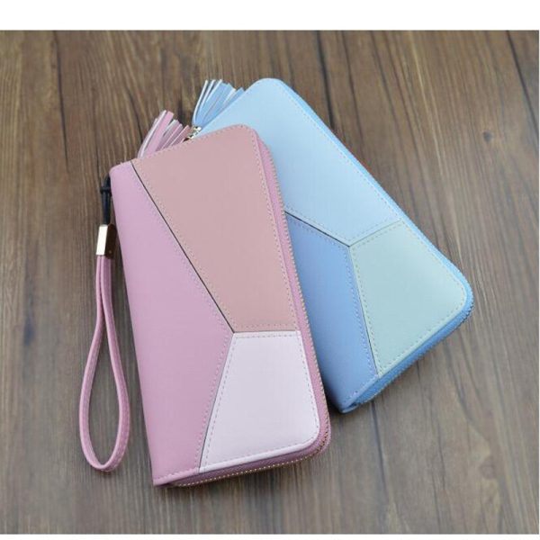 New Fashion Women Wallets PU Leather Zipper Wallet Women's Long Design Purse Clutch Wrist Brand Mobile Bag